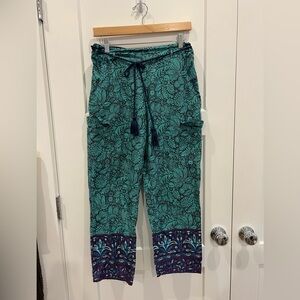 Sundance Vibrant Reef Pant Drawstring Teal Floral Small Bohemian